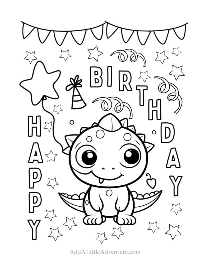 Cute Happy Birthday Coloring Page