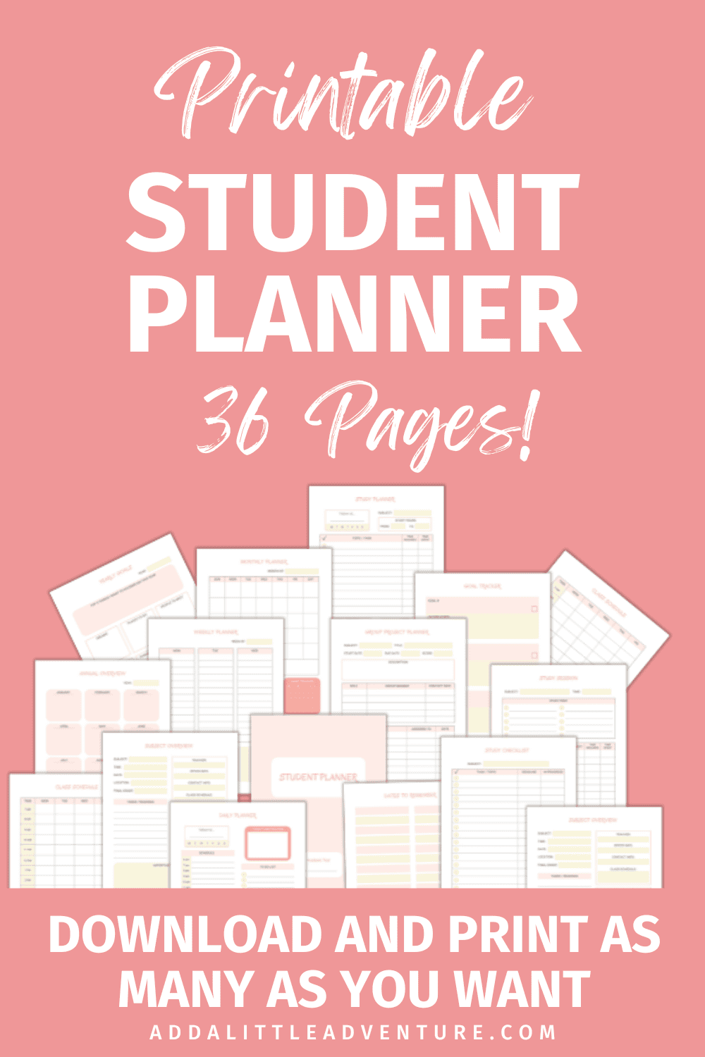 Student Planner Printable {Downloadable PDF} - Add A Little Adventure