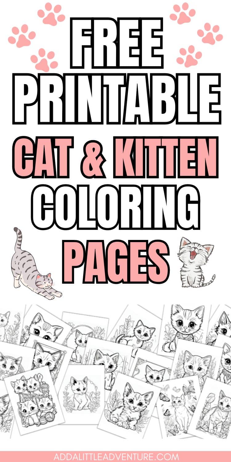 21 Free Printable Cute Cat Coloring Pages for Kids and Adults