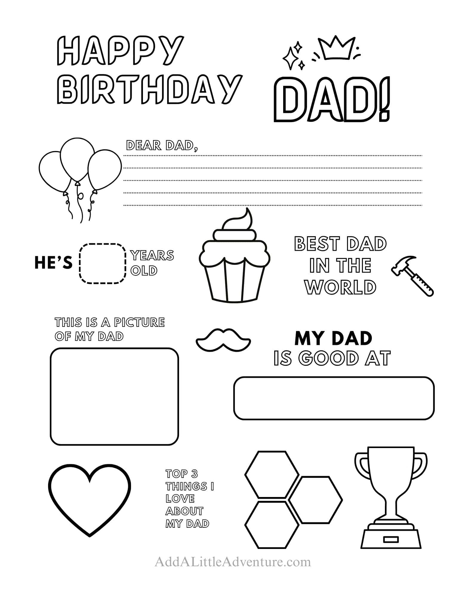 Happy Birthday Dad Coloring Pages - Happy Birthday Dad Coloring Page 2 