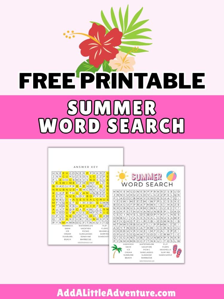 Free Printable Summer Word Search