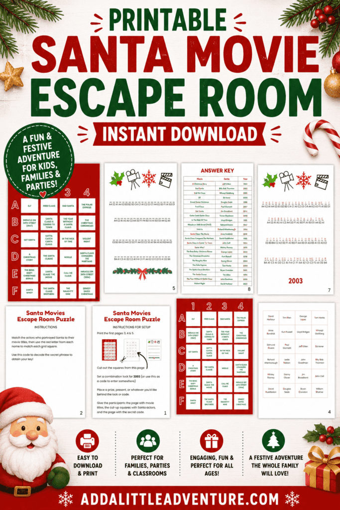 Printable Santa Movie Escape Room