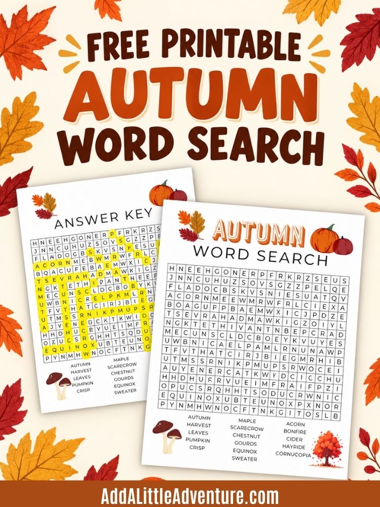 Free Printable Autumn Word Search