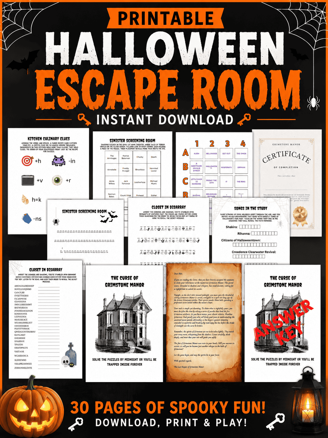 Printable Halloween Escape Room