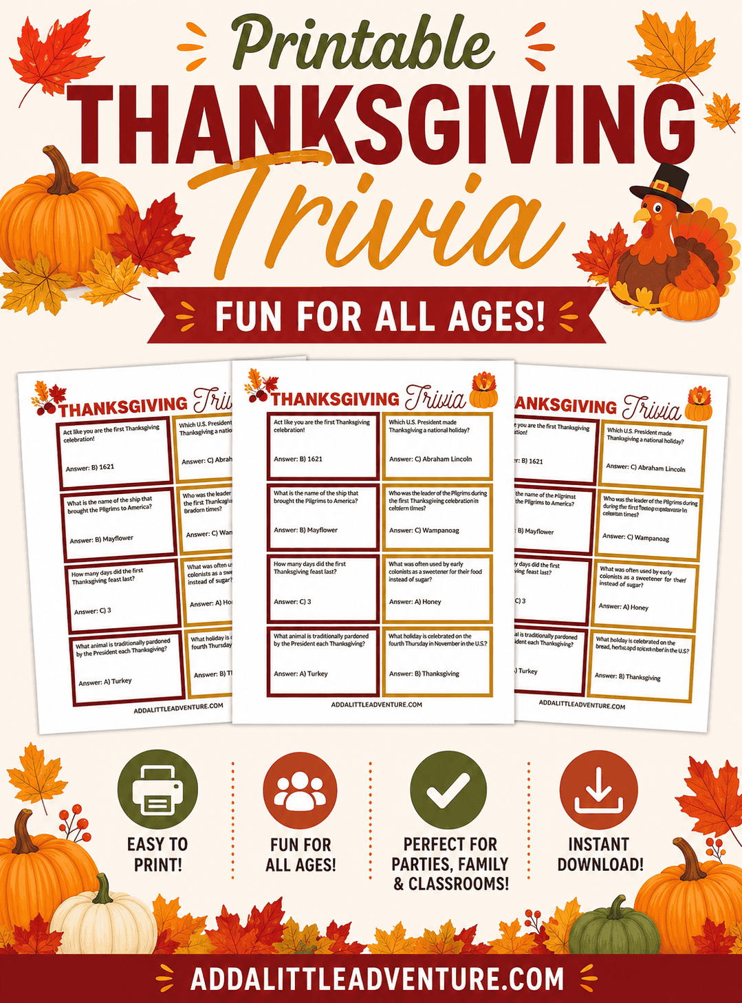 Free Printable Thanksgiving Trivia Game