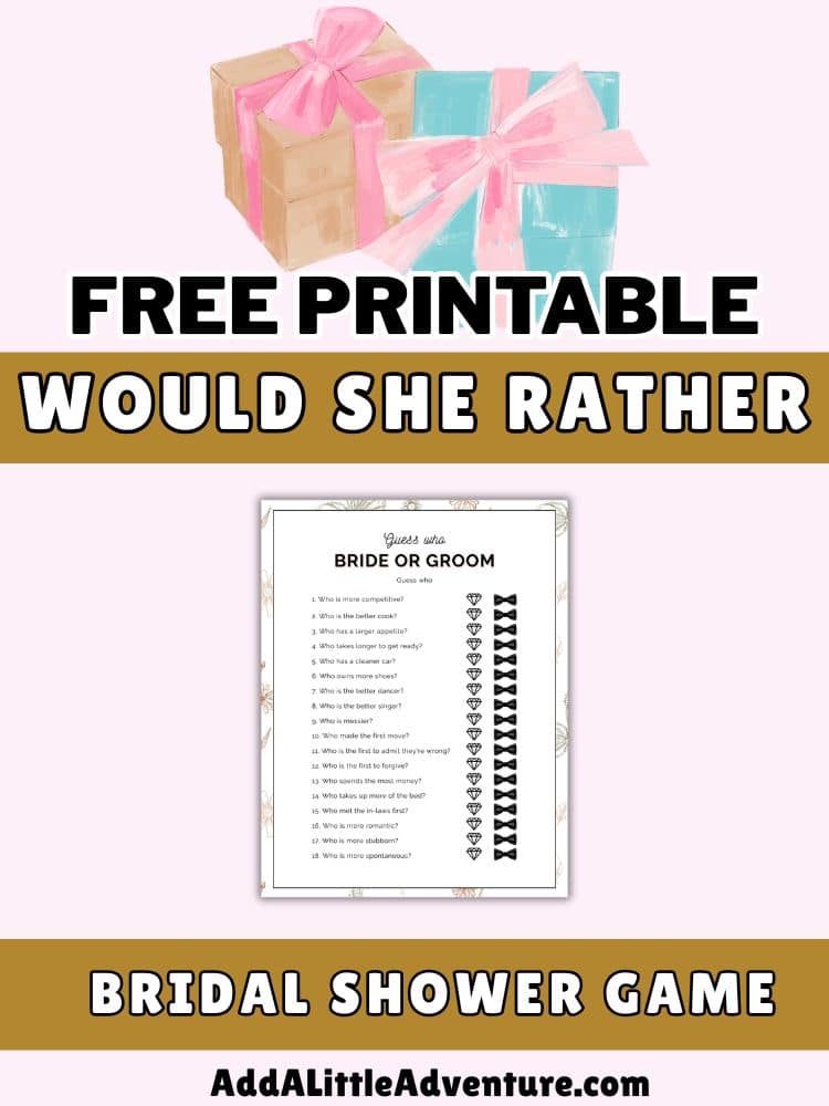Free Printable Would She Rather Bridal Shower Game