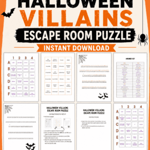 Printable Halloween Villains Escape Room Puzzle