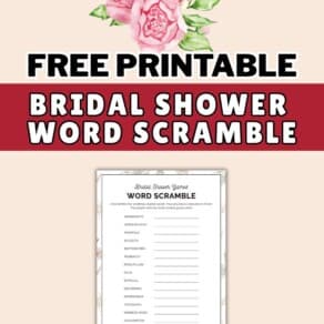 Free Printable Bridal Shower Word Scramble