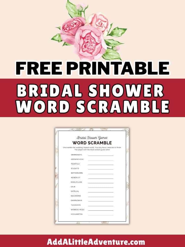 Free Printable Bridal Shower Word Scramble