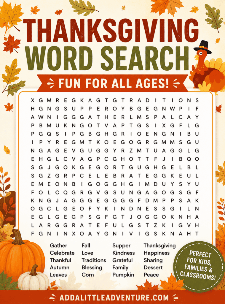 Free Printable Thanksgiving Word Search