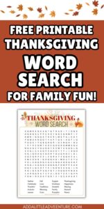 Free Printable Thanksgiving Word Search for Kids and Adults