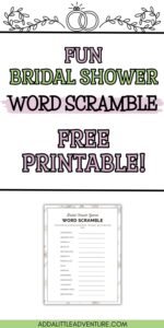 Free Printable Bridal Shower Word Scramble Game