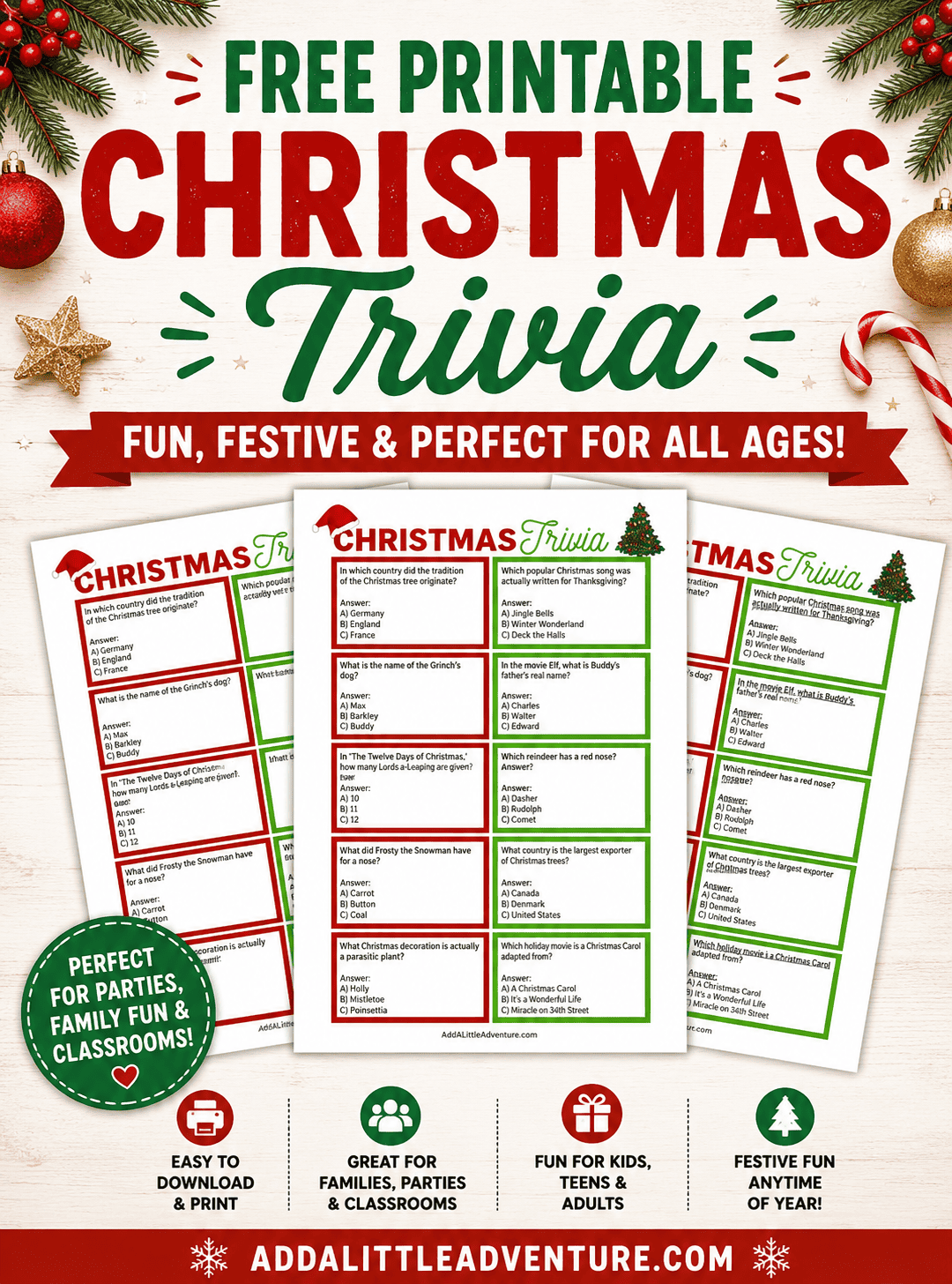 Free Printable Christmas TriviaFree Printable Christmas Trivia
