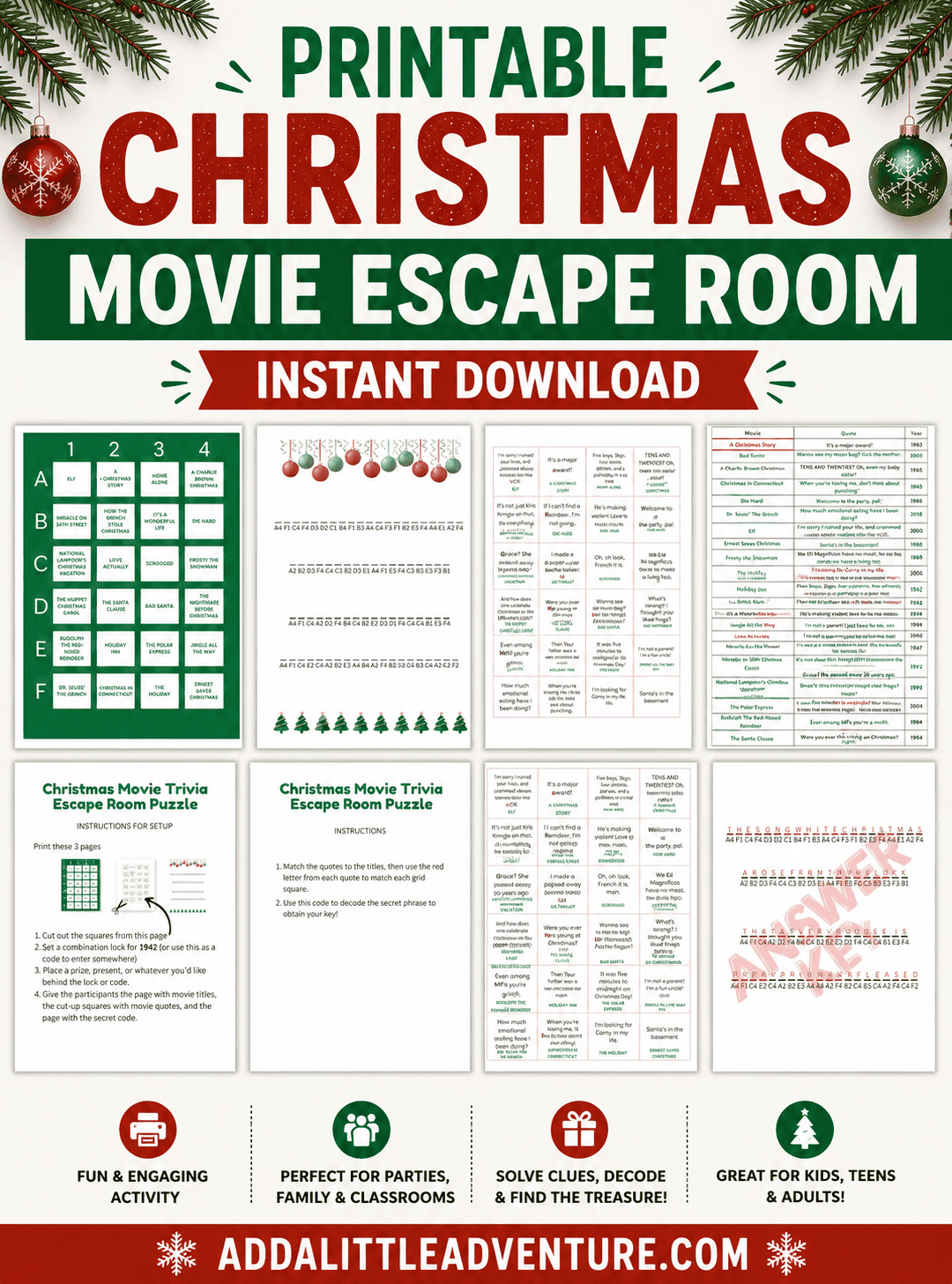Printable Christmas Movie Escape Room