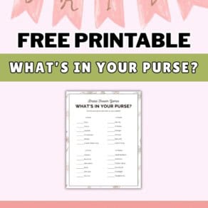 Free Printable What's in Your Purse Bridal Shower Game