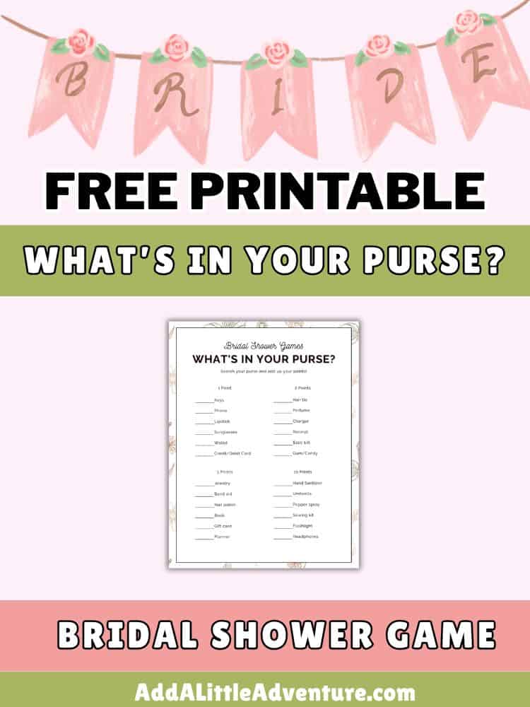 Free Printable What's in Your Purse Bridal Shower Game