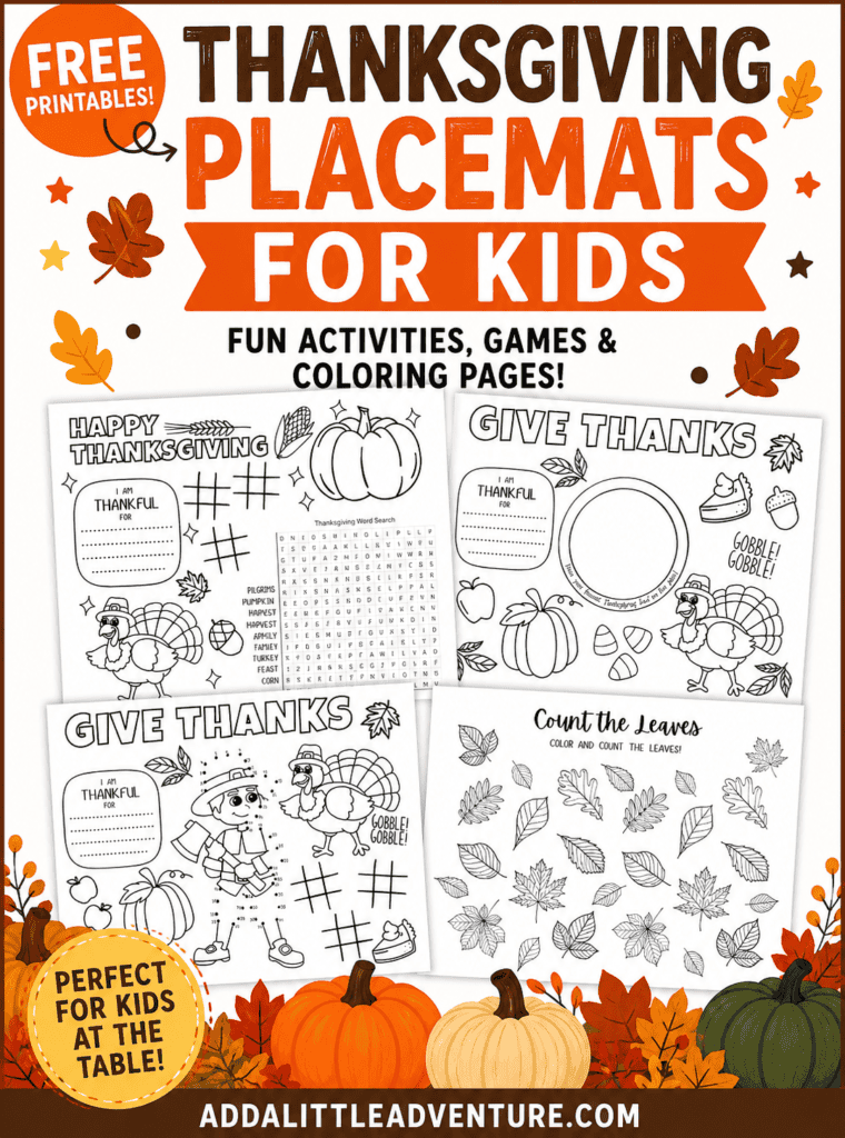 Free Printable Thanksgiving Placemats for Kids