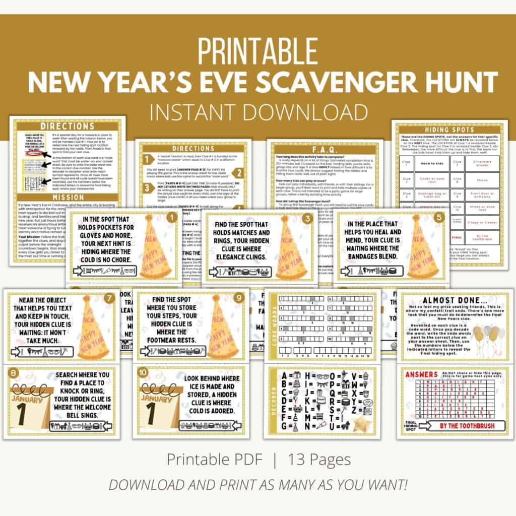 fun printable new year's eve scavenger hunt for families
