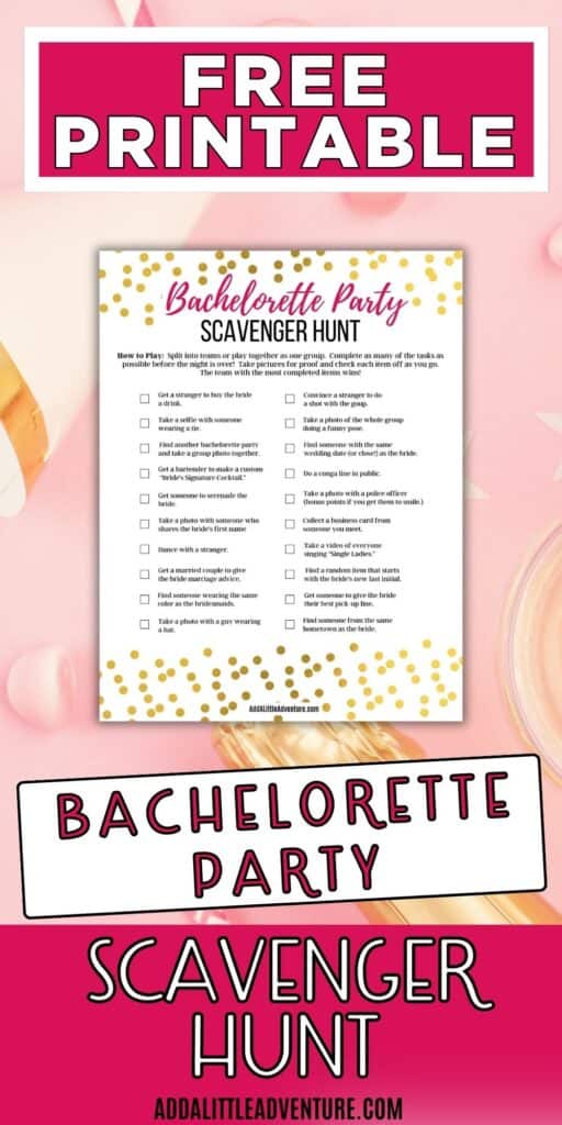 Free Printable Bachelorette Party Scavenger Hunt