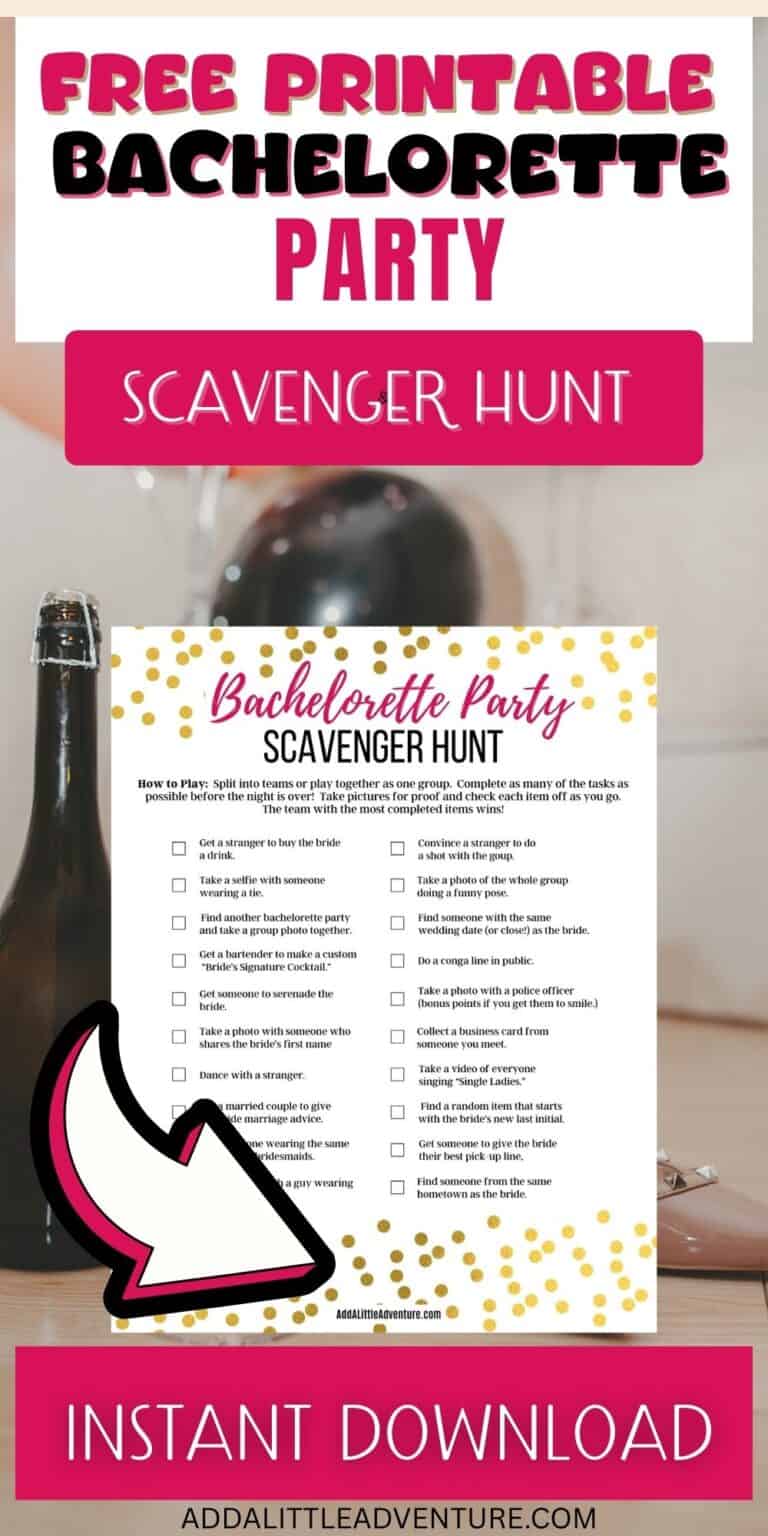 Free Printable Bachelorette Party Scavenger Hunt
