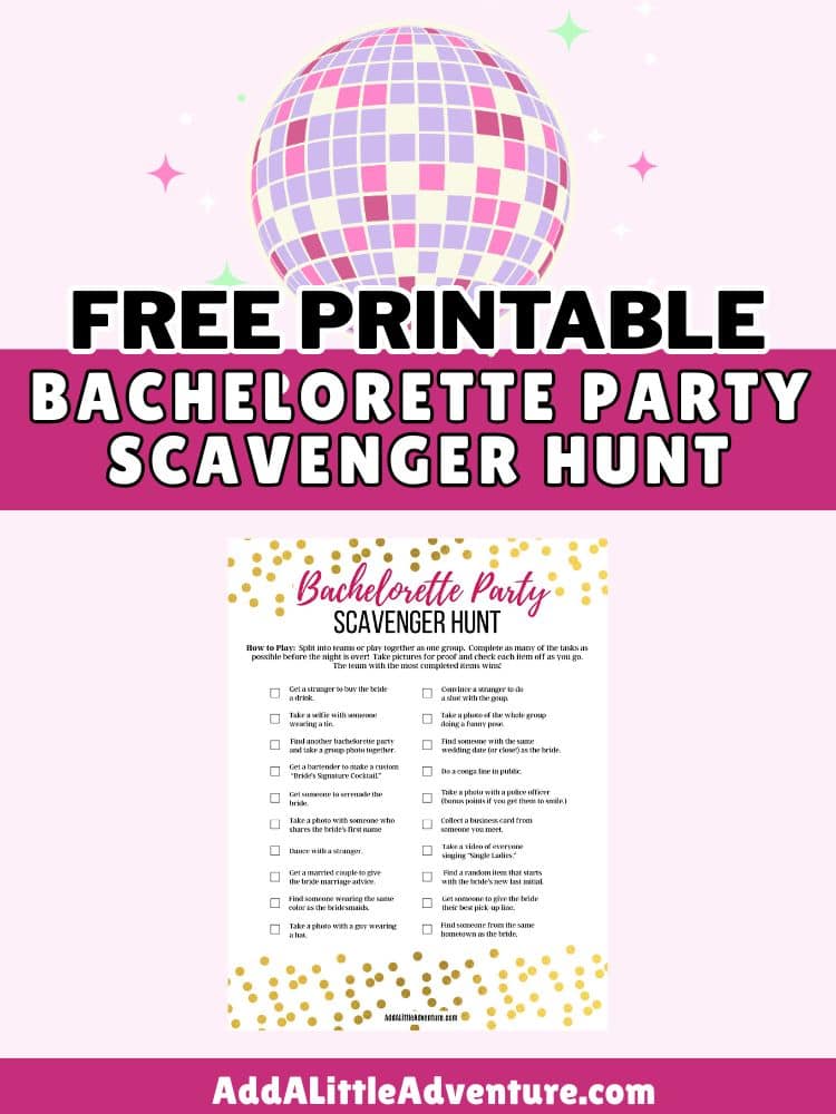 Free Printable Bachelorette Party Scavenger Hunt