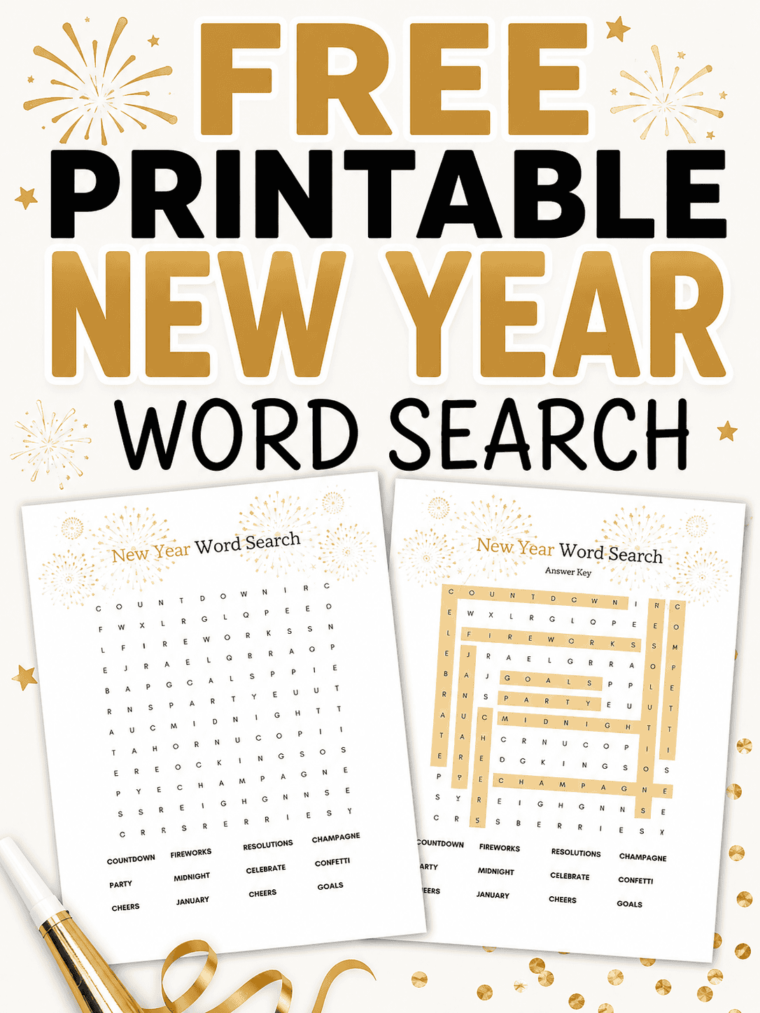Free Printable New Year Word Search