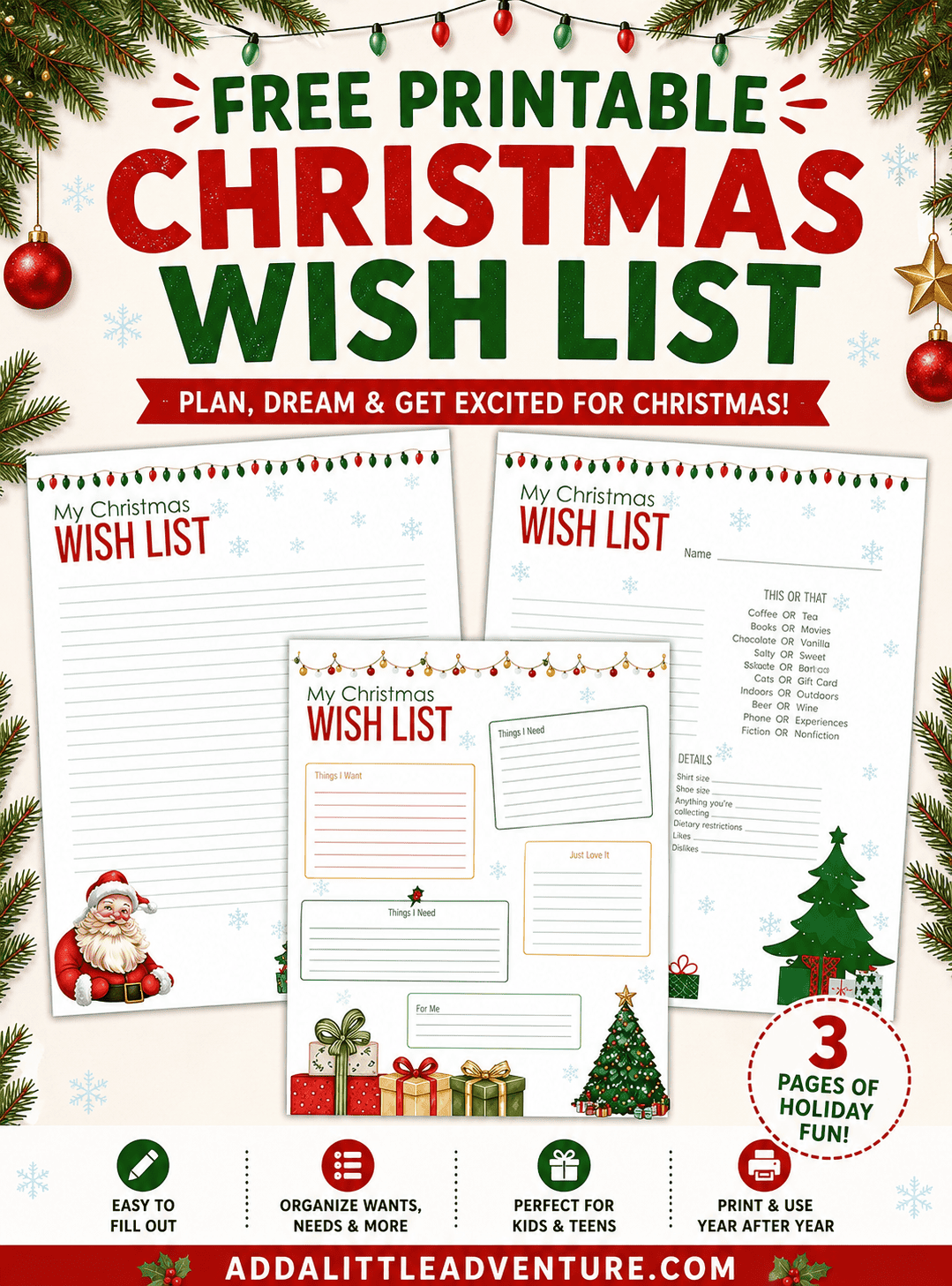 Free Printable Christmas Wish List