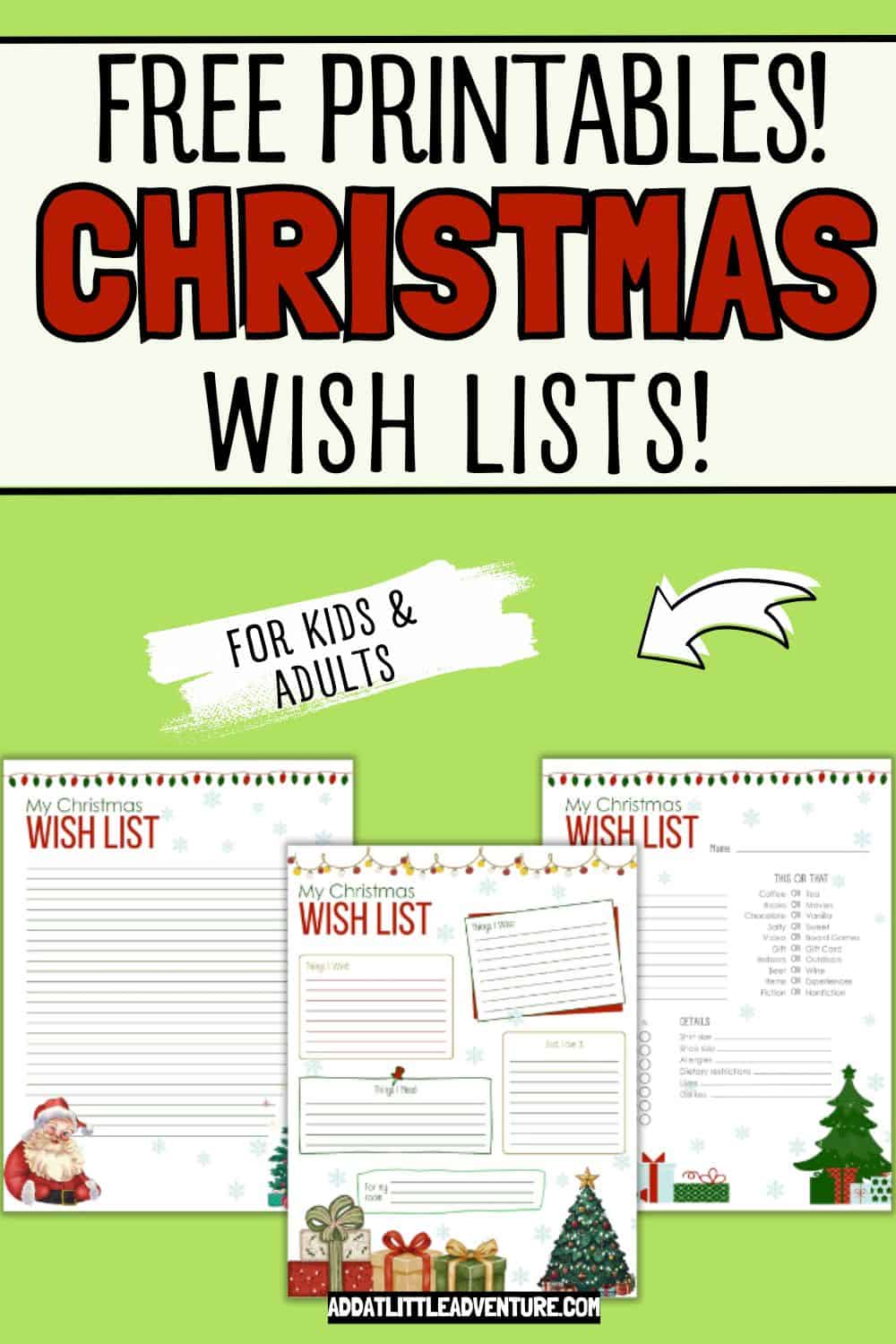 Free Christmas Wish List Printable for Kids and Adults