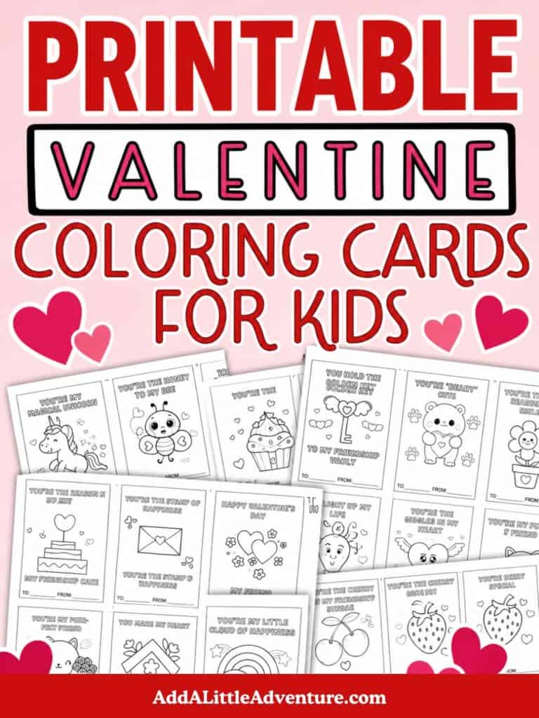 Printable Valentine Coloring Cards for Kids
