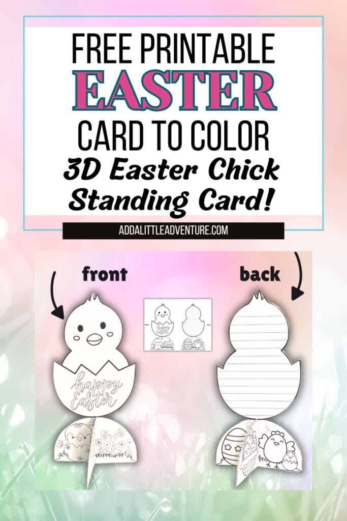 Free Printable Easter Card to Color - 3D Easter Chick Standing Card!