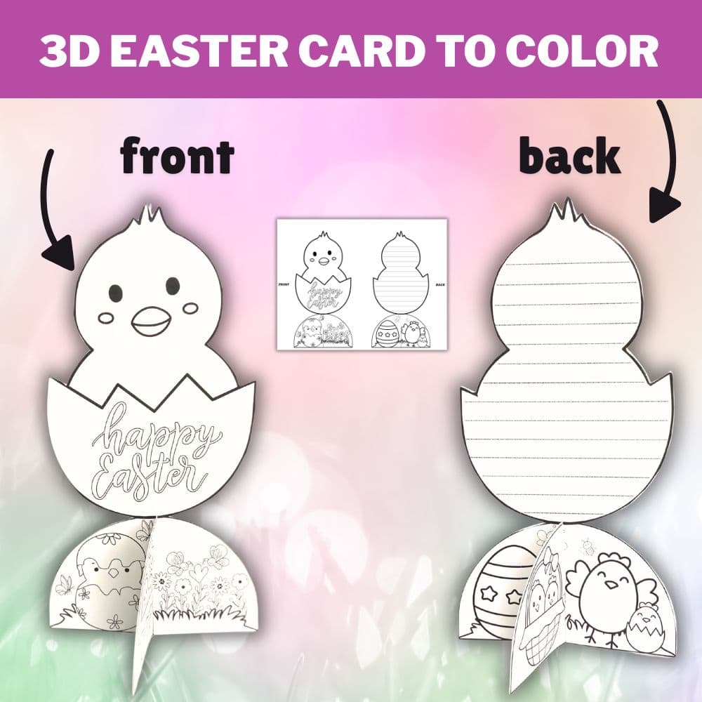Free Printable 3D Easter Card to Color