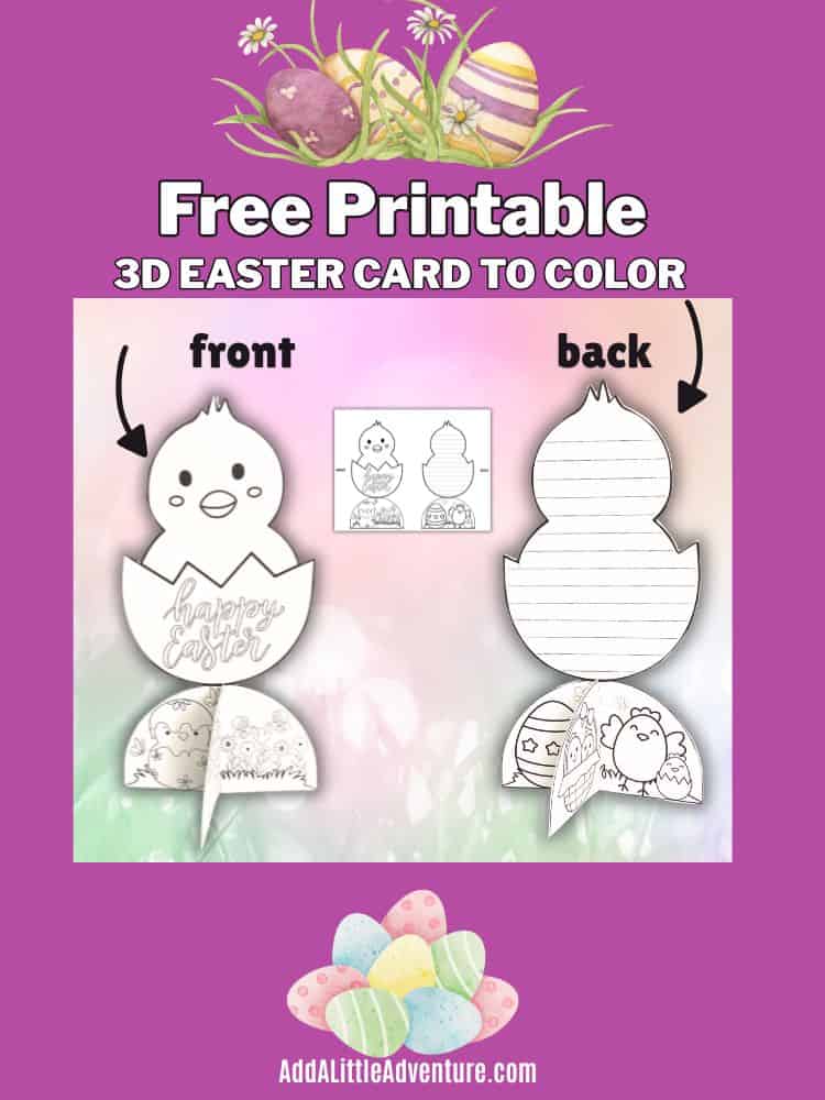 Free Printable 3D Easter Card to Color