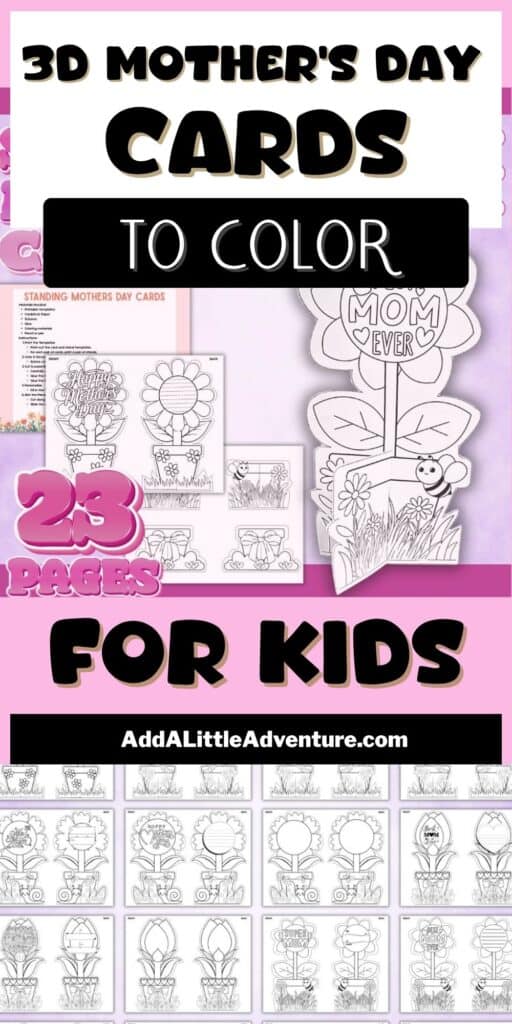 3D Mother's Day Cards to Color for Kids