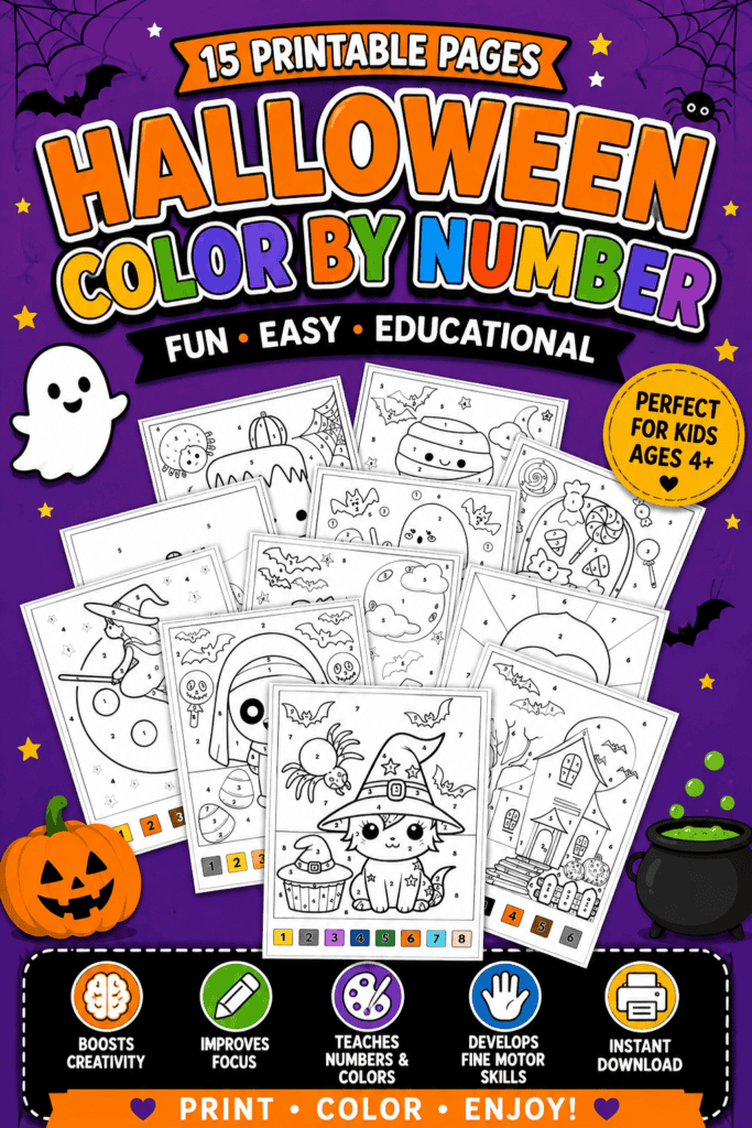 Halloween Color By Number - Fun Easy and Educational