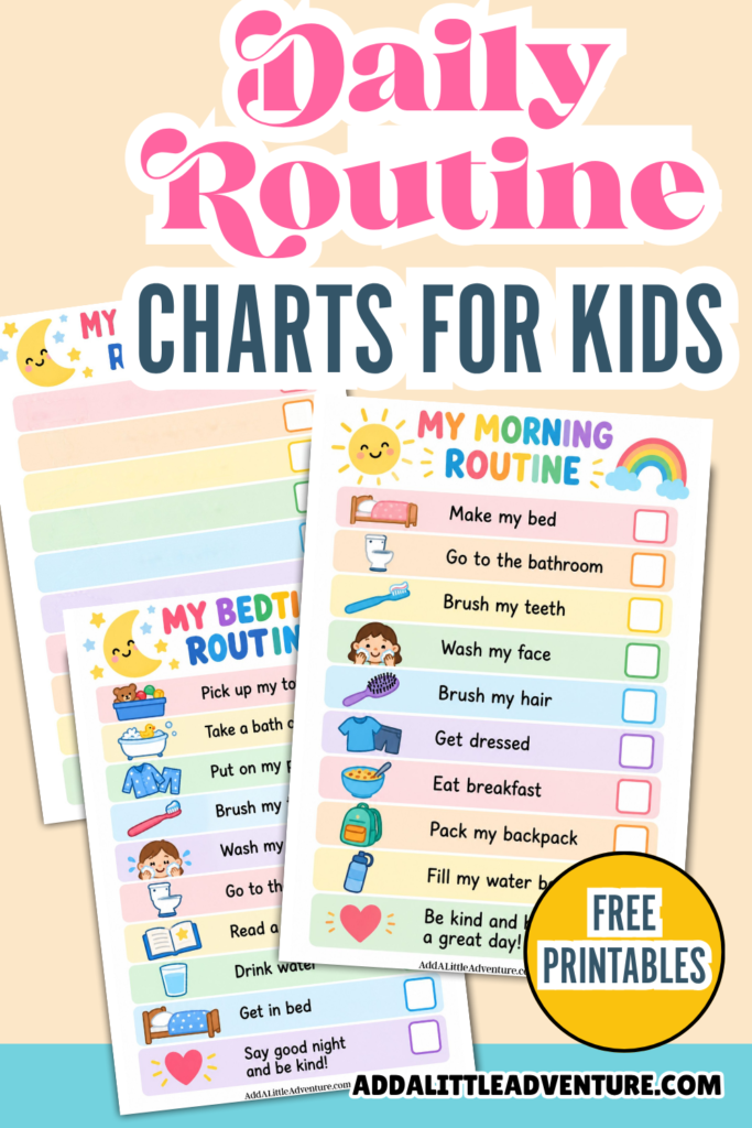 Daily Routine Charts for Kids - Free Printables - Morning and Bedtime
